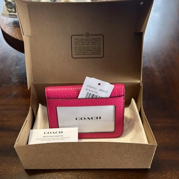 Coach Bifold Card Case GOLD/BOLD PINK NWT - Picture 5 of 6